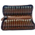 30 - Remedy case in nature tanned nappa-leather with empty brown glass vials