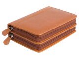 120 - Remedy case in nature tanned nappa-leather with empty brown glass vials
