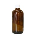 Brown glass bottles, 100 ml, with pellet dispenser and white cap