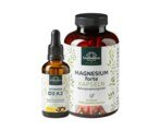 Lot: Vitamine D3 / K2 MK7 all-trans - D3 1 000 UI. 25 µg / K2 20 µg sous forme de gouttes - 50 ml et Magnesium forte - 400 mg - 365 gélules   dans le set - par Unimedica