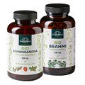 2er-Sparset: Bio Ashwagandha - 1.800 mg pro Tagesdosis (3 Kapseln) - hochdosiert - 180 Kapseln - UND Bio Brahmi - 1.000 mg pro Tagesdosis (2 Kapseln) - 150 Kapseln - von Unimedica