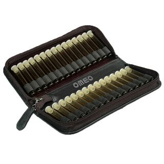 30 - Remedy case in soft-nappa-leather with empty brown glass vials/
