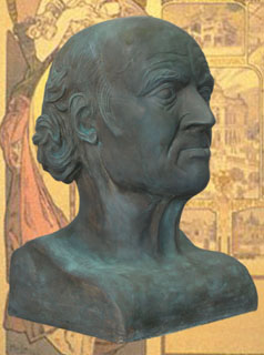 Hahnemann Büste, Bronze-Grünspan aus Keramik/Peter Oswald