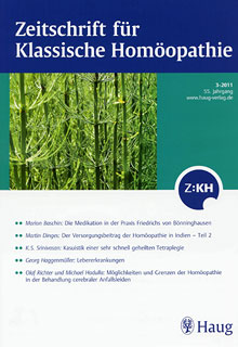 Zeitschrift für Klassische Homöopathie 2011/3 - freie Themen/ZKH