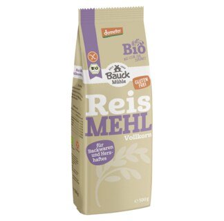 Reismehl Vollkorn Bio - Bauckhof glutenfrei Demeter - 500 g