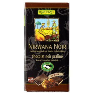 Nirwana Noir 55 % vegane Schokolade mit dunkler Praliné-Füllung - Bio - 100 g/