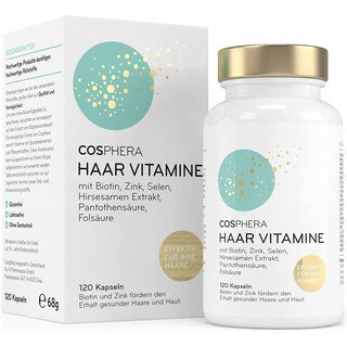 Haar Vitamine von Cosphera - Hochdosiert - 120 vegane Kapseln