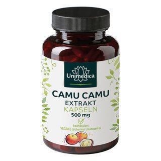 Camu Camu Extrakt - 500 mg pro Tagesdosis (1 Kapsel) - hochdosiert - 120 Kapseln - von Unimedica/