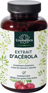 Extrait d'acérola bio - 180 gélules - 988 mg par dose journalière - Unimedica