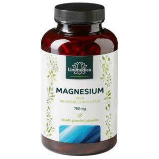 Magnesiumcitrat - Tri-Magnesium-Dicitrat - 360 mg elementares Magnesium pro Tagesdosis (3 Kapseln) - 180 Kapseln - von Unimedica/