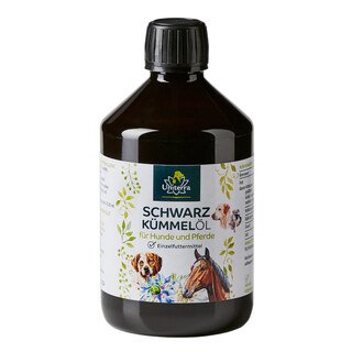 Huile de nigelle (cumin noir) pour chiens et chevaux - pressé à froid - 500 ml - d'Unimedica/