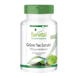 Extrait de thé vert 750 mg sans caféine - 90 gélules/
