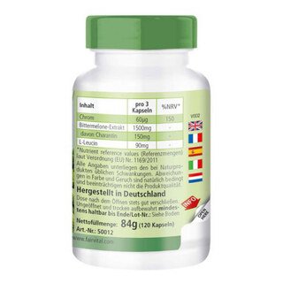 Bittermelone 500 mg mit Chrom - 120 Kapseln
