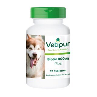 Biotin 800 µg mit Vitalstoffen für Hunde | Vetipur - 90 Tabletten/