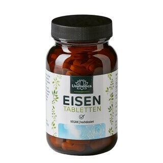 Eisen Bisglycinat - 40 mg Eisen und 40 mg Vitamin C pro Tagesdosis (1 Tablette) - hochdosiert - 120 Tabletten - von Unimedica/