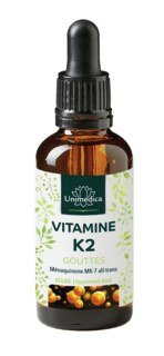 Vitamine K2 gouttes - 200 µg par dose journalière - MK7 All-trans - hautement dosé - 50 ml - de Unimedica