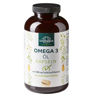 Omega 3 Fischöl - aus nachhaltigem Fischfang - 1000 mg - 400 Kapseln - von Unimedica/