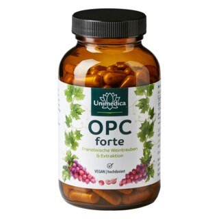 OPC forte - 800 mg Traubenkernextrakt pro Tagesdosis (2 Kapseln) - 180 Kapseln - aus Wasserextraktion - von Unimedica/
