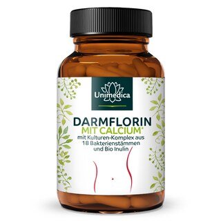Darmflorin mit Calcium* - mit Kulturen-Komplex aus 18 Bakterienstämmen und Bio-Inulin - 180 Kapseln - von Unimedica/