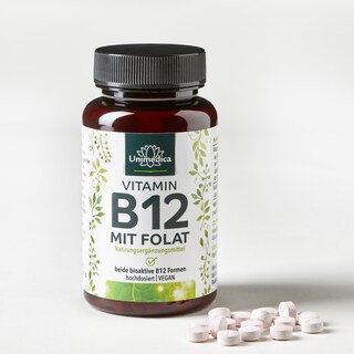 Vitamin B12 mit Folat - 180 Tabletten - von Unimedica