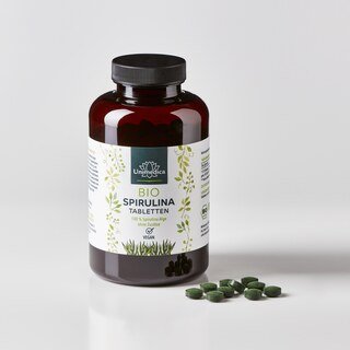 Bio Spirulina Premium - 6000 mg pro Tagesdosis (3 x 4 Tabletten) -  hochdosiert - 500 Tabletten - von Unimedica