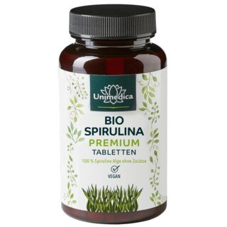 Bio Spirulina Premium - 6000 mg pro Tagesdosis (3 x 4 Tabletten) -  hochdosiert - 500 Tabletten - von Unimedica