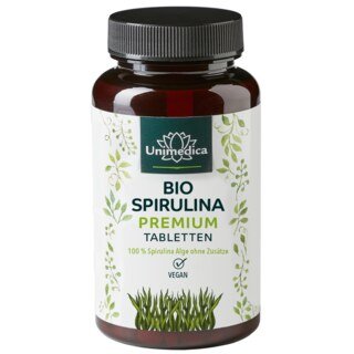 Premium Organic Spirulina - 6000 mg per daily intake (3 x 4 tablets) - high-dose - 500 tablets - from Unimedica/