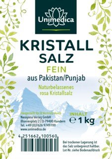 Kristallsalz (bekannt als Himalaya-Salz)  fein - 1 kg - von Unimedica