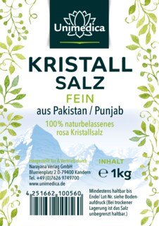 Kristallsalz (bekannt als Himalaya-Salz)  fein - 1 kg - von Unimedica