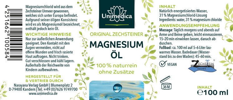 Magnesium Öl Spray - Original Zechsteiner - 100 ml - von Unimedica