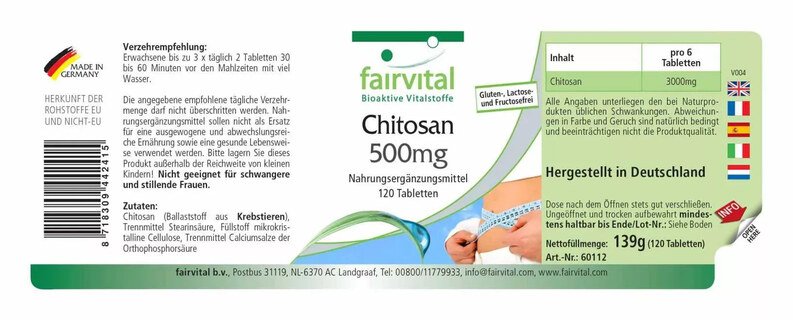 Chitosan - 500 mg - 120 Tabletten