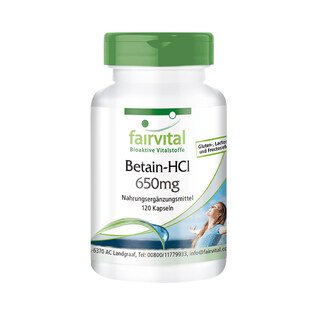 Betain - HCl - 650 mg - 120 Kapseln/