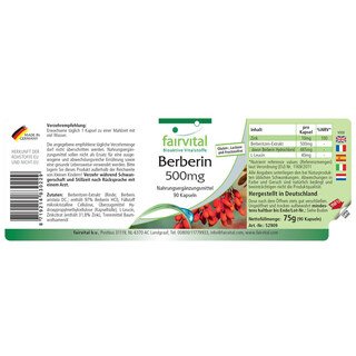 Berberin 500 mg - 90 Kapseln