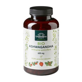 : Bio Ashwagandha - 1.800 mg pro Tagesdosis (3 Kapseln) - hochdosiert - 180 Kapseln - von Unimedica