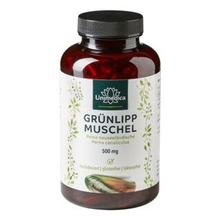 Grünlippmuschel - 1.500 mg pro Tagesdosis (3 Kapseln) - hochdosiert - 300 Kapseln - von Unimedica/