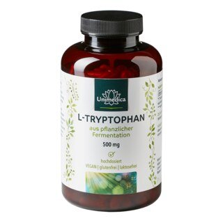L-Tryptophan - 500 mg par dose journalière - dosage élevé - 240 gélules - par Unimedica/