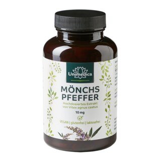 Mönchspfeffer Extrakt - 10 mg pro Tagesdosis (1 Kapsel) - hochdosiert - 180 Kapseln - von Unimedica