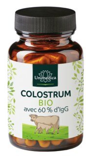 Colostrum BIO - 600 mg par dose journalière - avec 60 % d'IgG - 60 gélules - par Unimedica