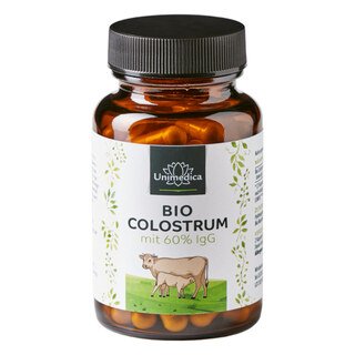 Bio Colostrum - 600 mg pro Tagesdosis (2 Kapseln) - mit 60 % IgG - 60 Kapseln - von Unimedica/