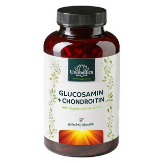 Glucosamine + chondroïtine - 933 mg / 800 mg par dose journalière - 180 gélules - par Unimedica/