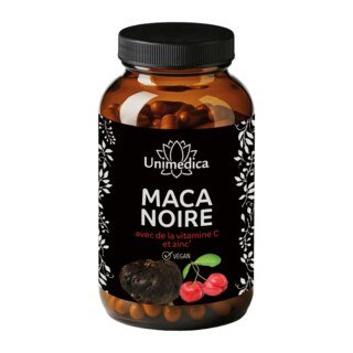 Maca noire avec de la vitamine C issue de l'acérola et zinc  3 000 mg par dose journalière (4 gélules) - 180 gélules - par Unimedica