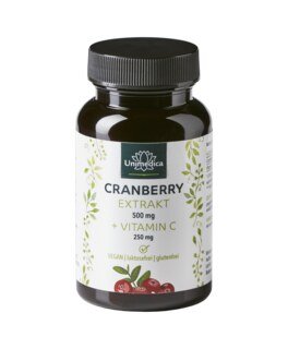 Cranberry Extrakt 1000 mg + Vitamin C 500 mg pro Tagesdosis - 60 Kapseln - von Unimedica/