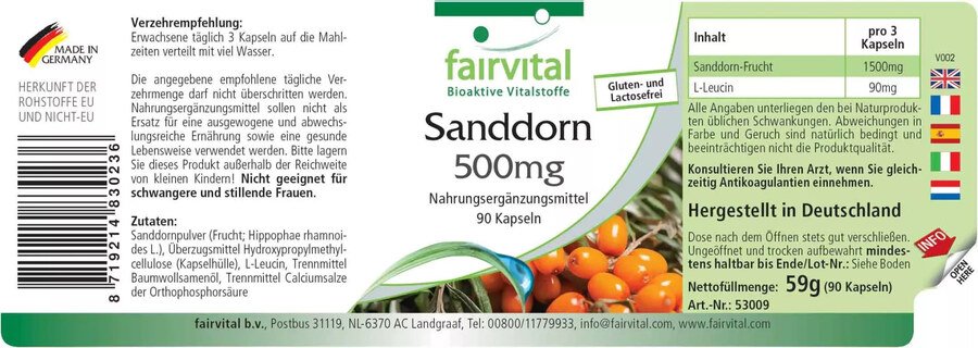 Sanddorn 500 mg - 90 Kapseln