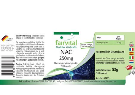 NAC 250 mg - N-Acetyl-Cystein - 90 Kapseln