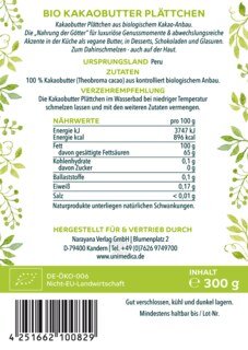 Bio Kakaobutter Plättchen - 300 g - von Unimedica