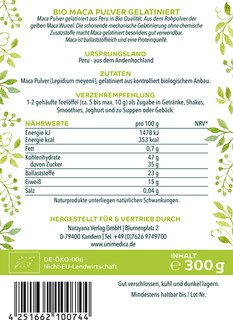 Bio Maca Pulver - gelatiniert - 300 g - von Unimedica