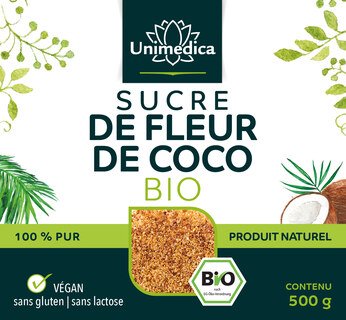 Sucre de fleur de coco bio - 500 g - par Unimedica