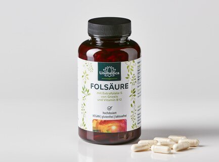 Folsäure mit Extrafolate S von Gnosis und Vitamin B12 - 800µg Folsäure und 25 µg Vitamin B12 - 180 Kapseln - von Unimedica