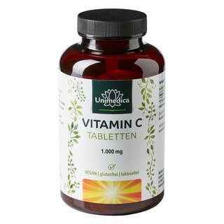 Vitamin C - 1000 mg pro Tagesdosis (1 Tablette) - 99 % Reinheit - hochdosiert - 180 Tabletten - von Unimedica/