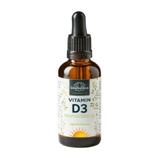 Gouttes de vitamines D3 - 5000 UI  125 µg par dose tous les 5 jours (1 goutte) - hautement dosé - 50 ml - par Unimedica/
